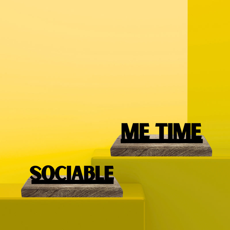 Sociable & Me Time Typography Showpiece - Set Of Two