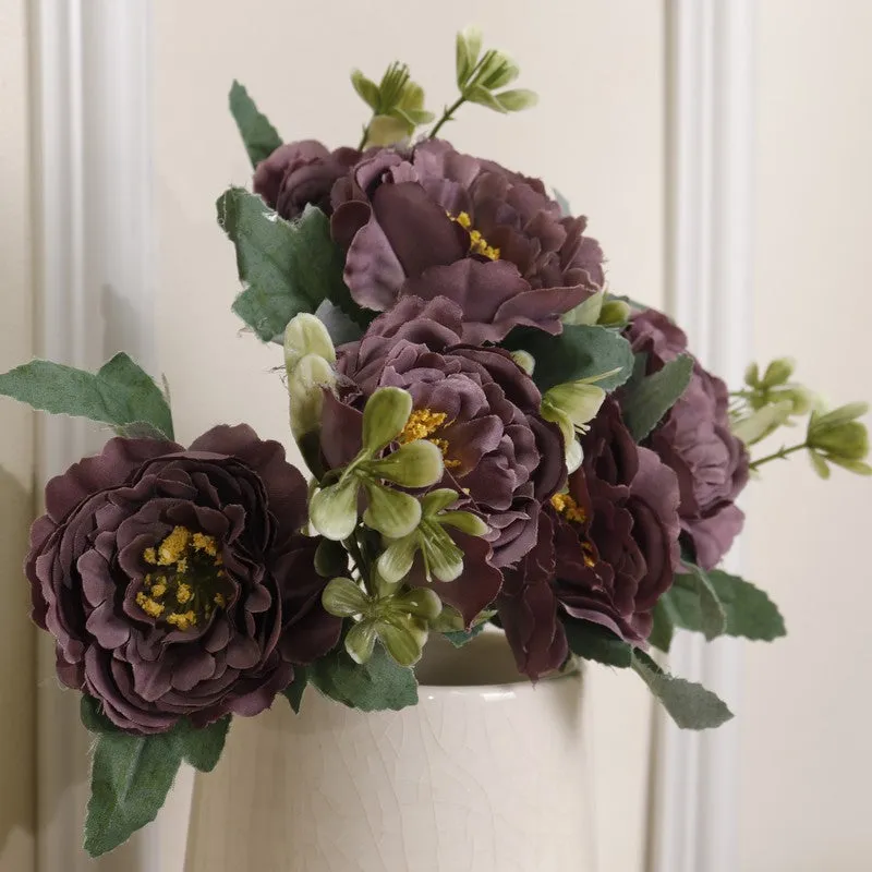 Elegant Artificial Peony Flower Bunch - Purple media 3