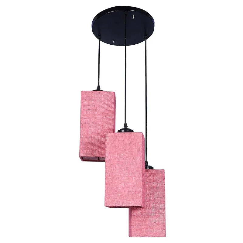 Warm Ivory Triple Metal Ceiling Lamp - Pink media 5