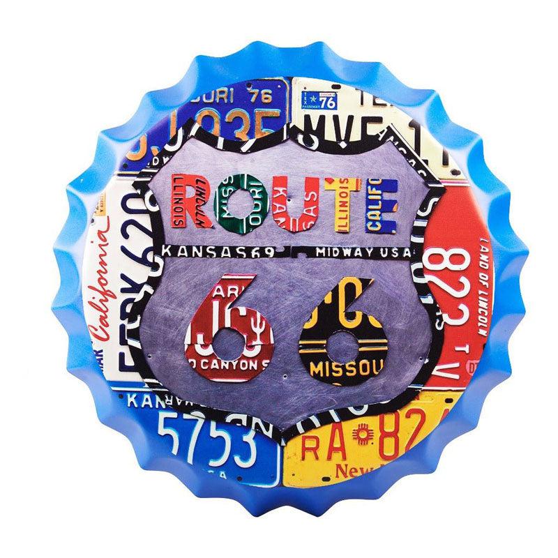 Route 66 Number Plate Design Bottle Cap Metal Wall Accent media 3