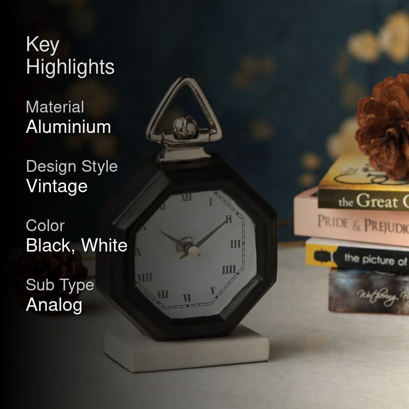 Octagon Mano Table Clock - Black media 2