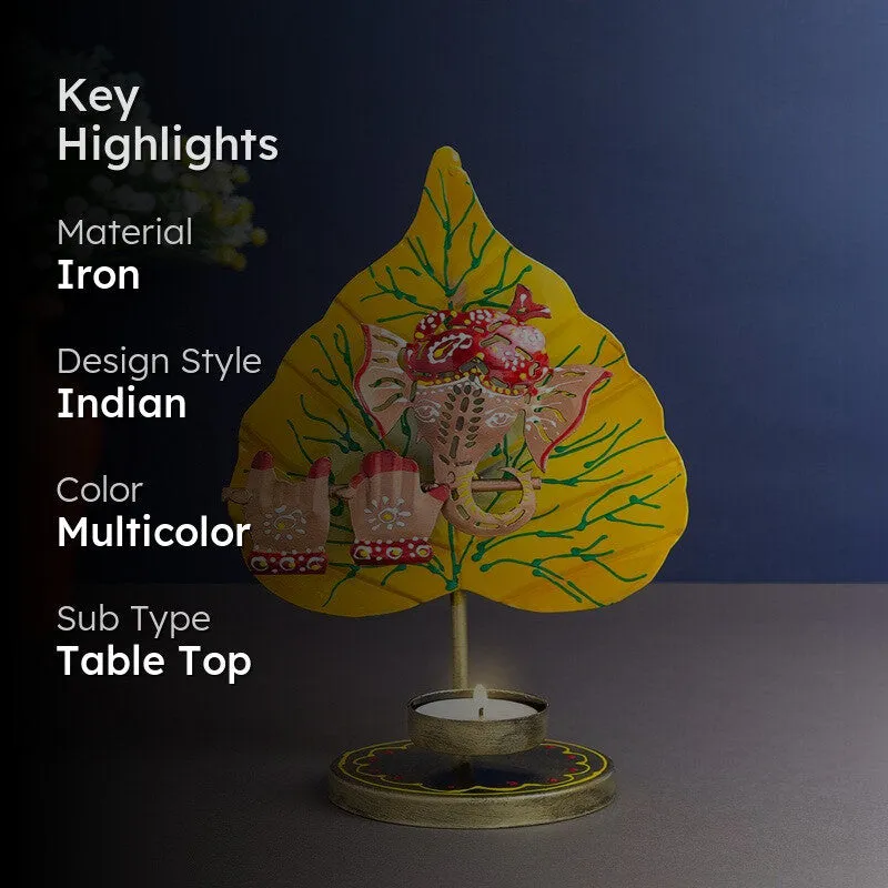 Divine Harmony Ganesha Iron Tea Light Candle Holder media 2