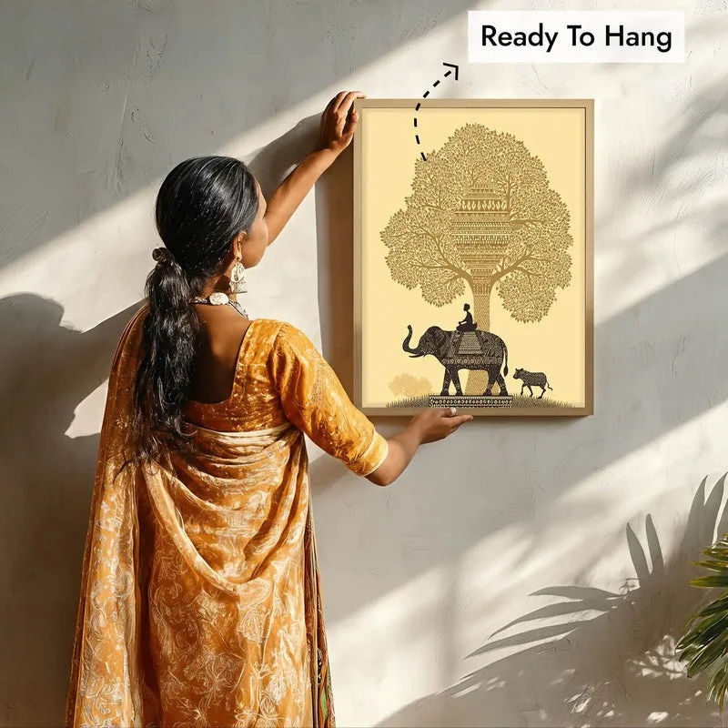 Kalpana Canvas Wall Painting With Brown Frame media 9