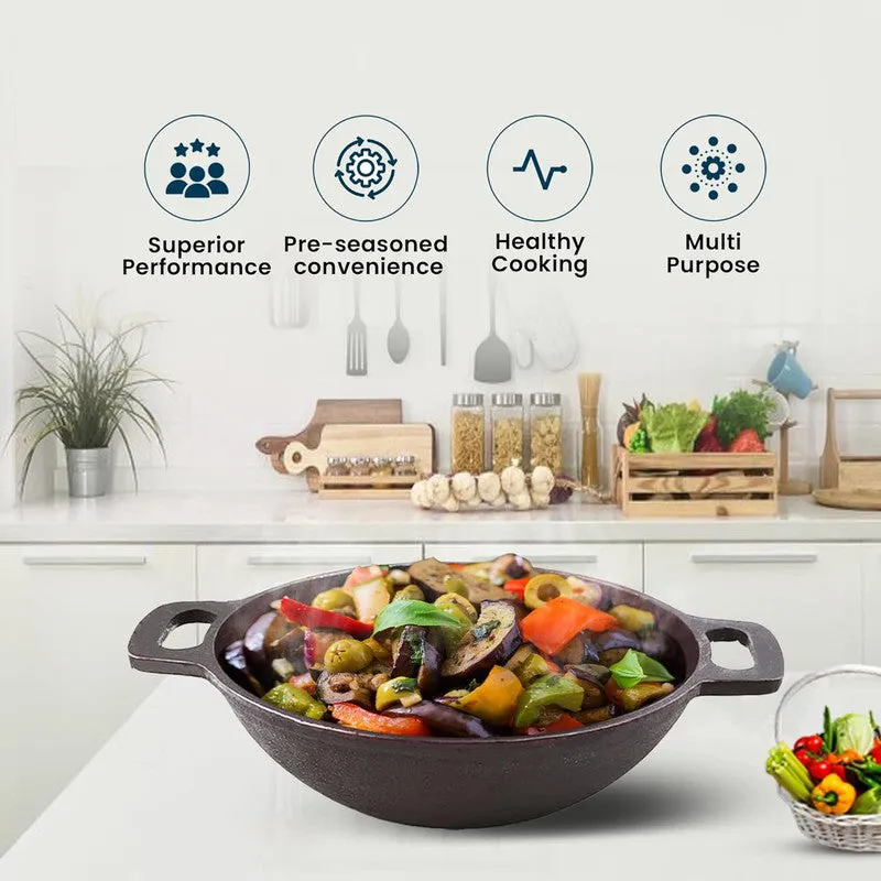 Solara Brewora Cast Iron Kadhai Without Lid - 1700 mL/8 Inch media 9