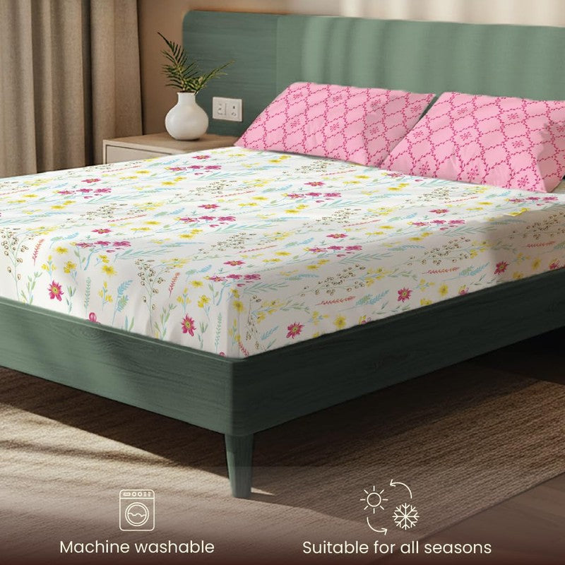 Vivid Bouquet Floral Cotton Bedsheets (Multicolor) - 200 TC media 6