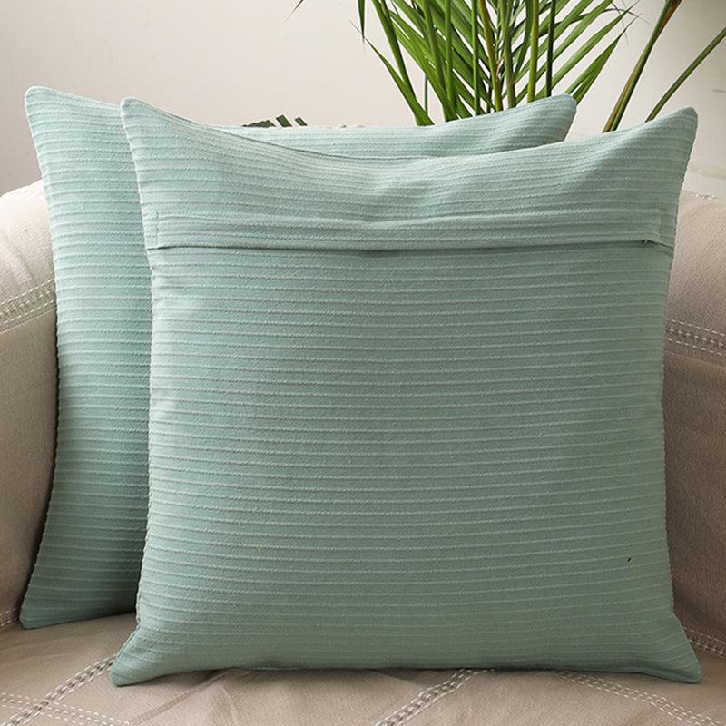 Lost In Lisboa Solid Cotton Cushion Cover (Grey) - Set Of Two media 4