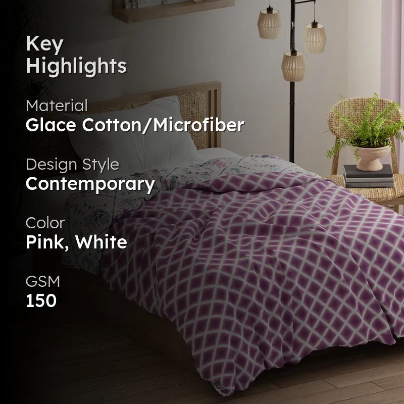 Galahad Reversible Geometric Comforter (Purple) - 120 GSM media 2