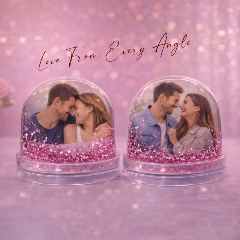 Romantic Glitter Dome Acrylic Photo Frame - Pink media 6