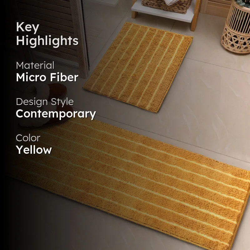 StripeEase Microfiber Bath Mats (Yellow) - Set of Two media 2