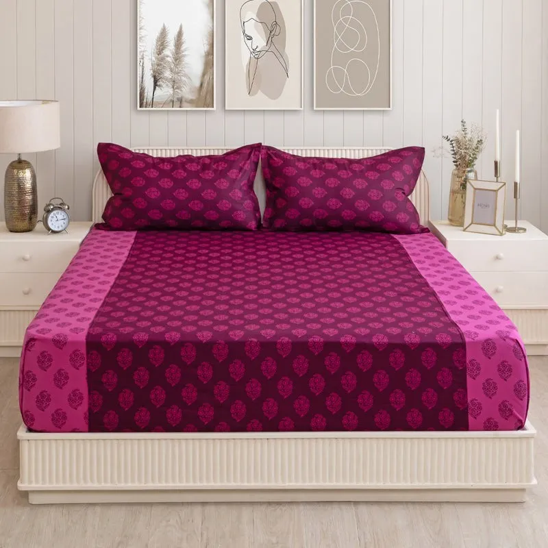 Swayam Rajastha Cotton Bedsheet (Pink) - 180 TC media 1