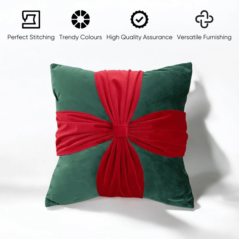 Crimson Knot Velvet Christmas Cushion Cover media 3