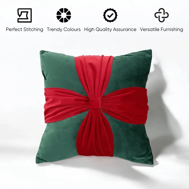 Crimson Knot Velvet Christmas Cushion Cover media 3