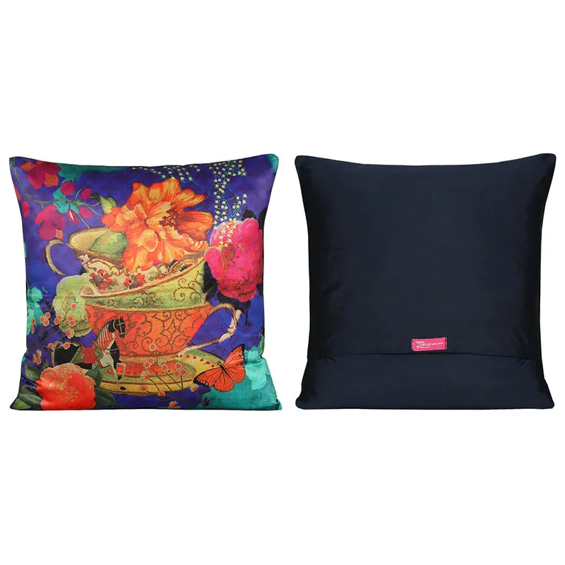 India Circus Botanical High Tea Printed Satin Cushion Cover - Set Of Five media 3