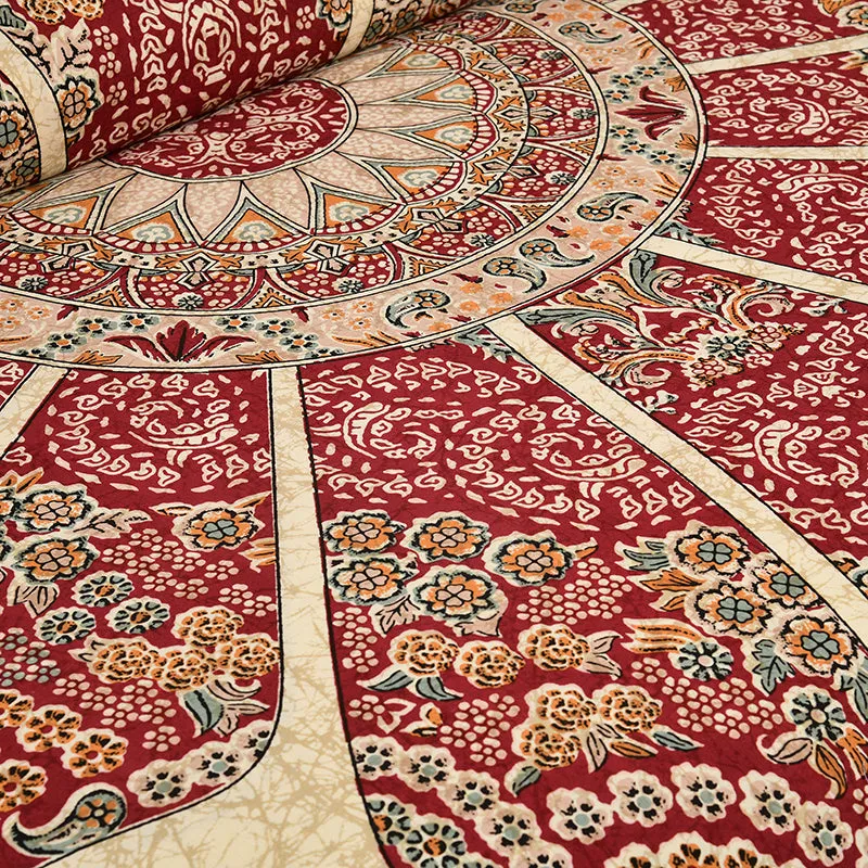 Jalandhara Ethnic Cotton Bedsheet (Red) - 160 TC media 5