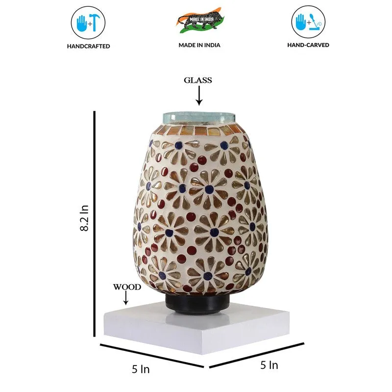 Celionis Glass Table Lamp With Wooden Base - Multicolor media 9
