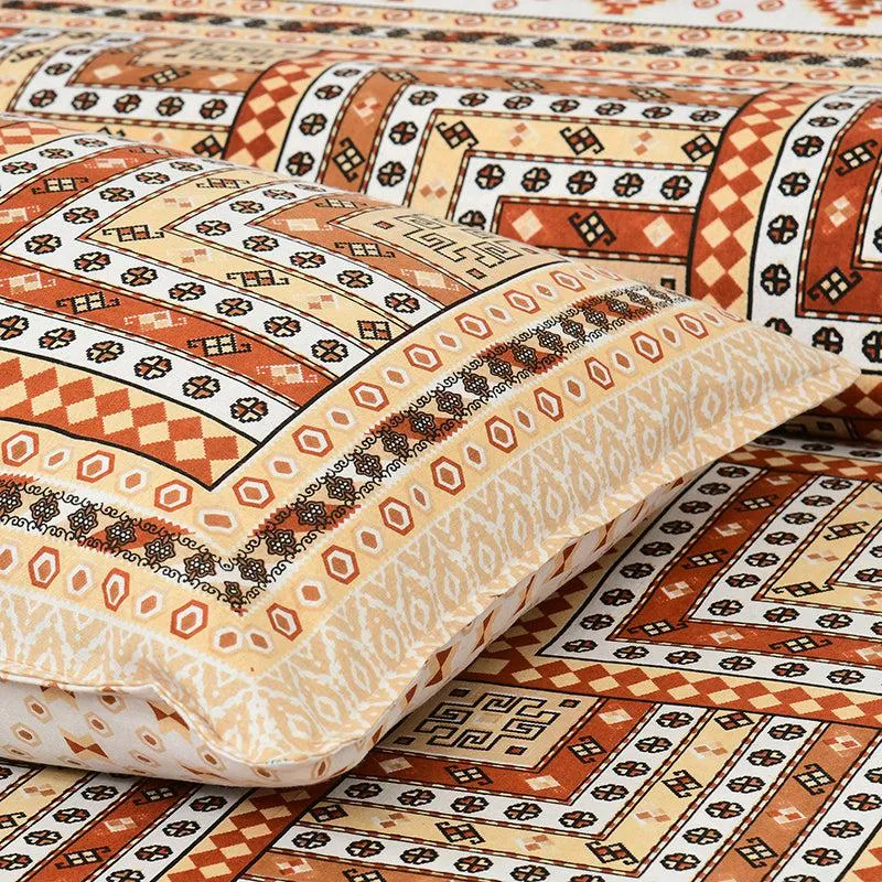 Sangita Weave Geometric Cotton Bedsheet (Orange & Yellow) - 160 TC media 4