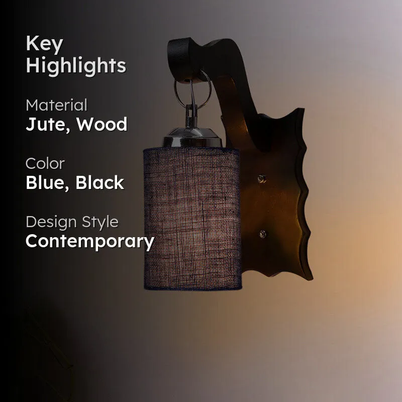 Delphi Jute & Wooden Wall Lamp - Blue media 2