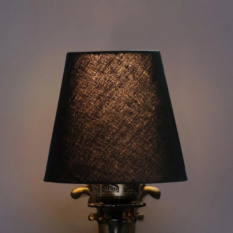 Vintage Conical Fabric & Metal Wall Lamp - Black media 4