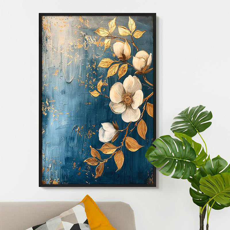 Starlit Petals Wall Painting With Frame media 5