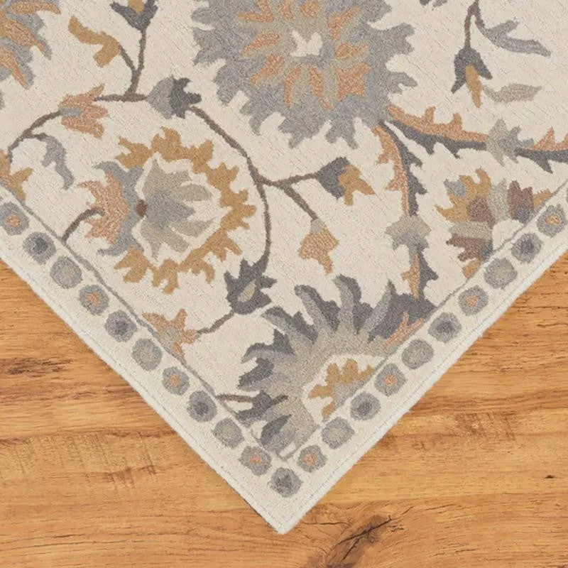 Awen Hand Tufted Ethnic Wool & Nylon Carpet - Ivory media 7