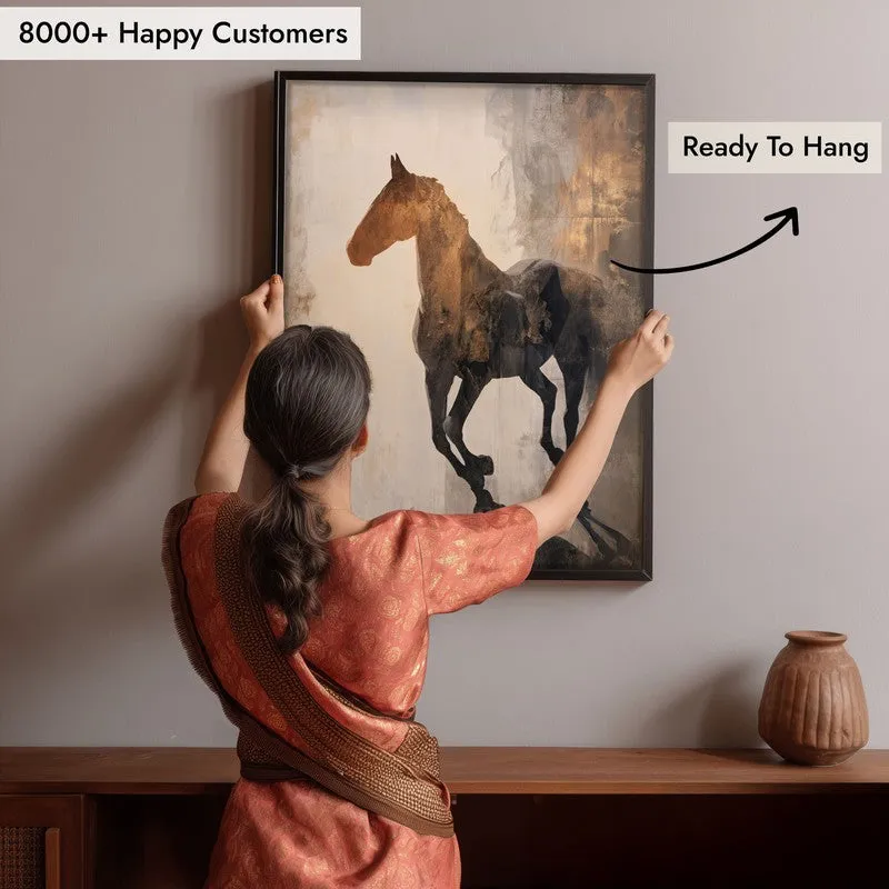 Awakened Horse Wall Painting With Black Frame media 8