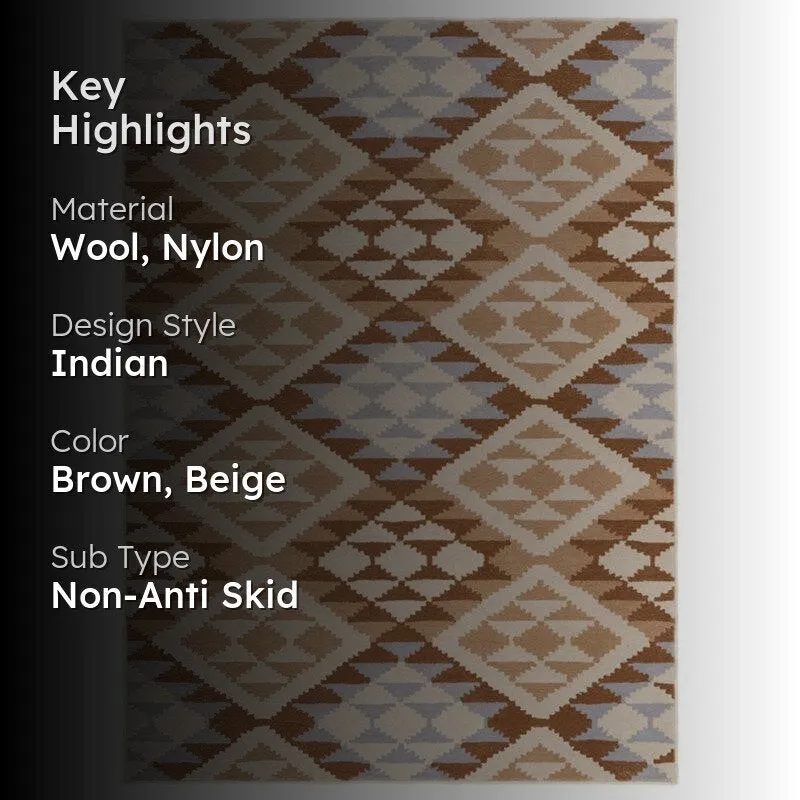 Belladonna Hand Tufted Geometric Wool & Nylon Carpet - Brown & Blue media 2