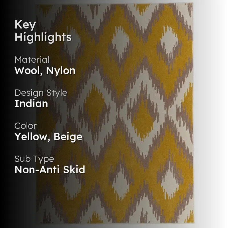 Dwalin Hand Tufted Geometric Wool & Nylon Carpet - Yellow media 2