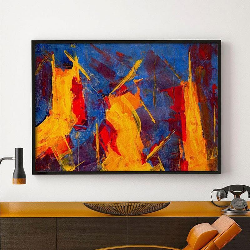 Multi Colored Abstract Canvas Painting - Black Frame