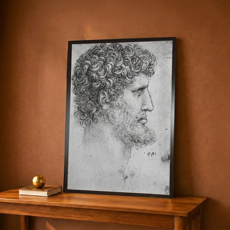 Profile To The Right Of An Bearded Man Canvas Wall Painting - 12 x 16 Inches