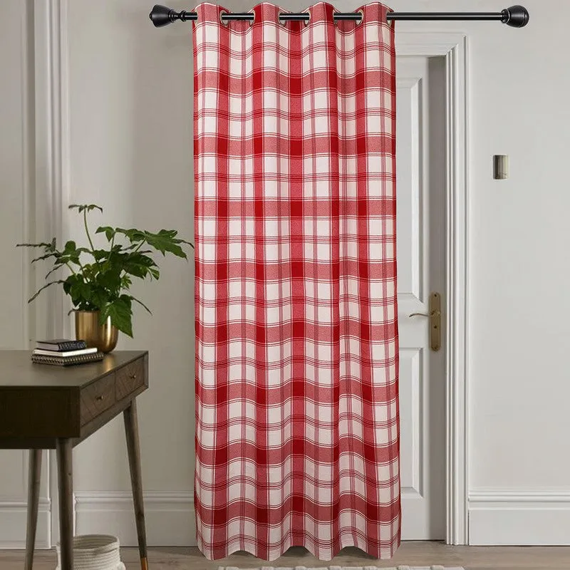 Gridline Drapes Curtain - Red media 3