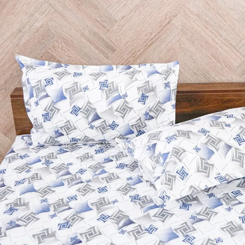 Borva Geometric Cotton Bedsheet (Blue) - 180 TC media 4