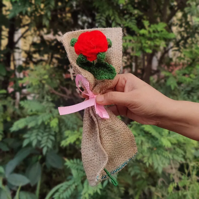 Crochet Handmade Rose Bouquet - Red media 1