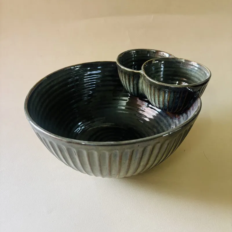 Ceramic Double Dip Snack Bowl media 4
