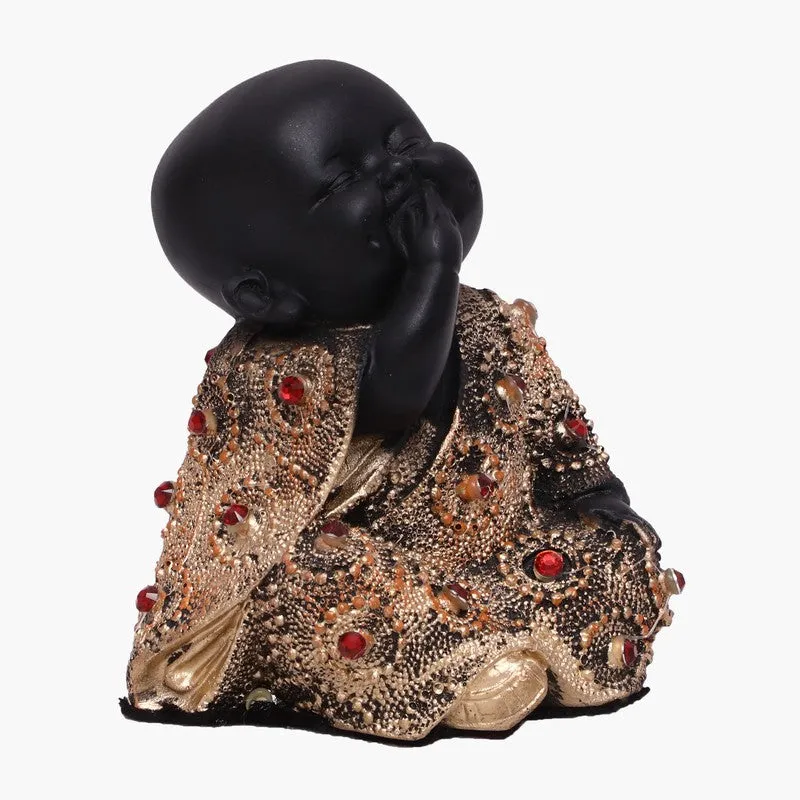 Serenity Laughing Buddha Showpiece - Black media 4