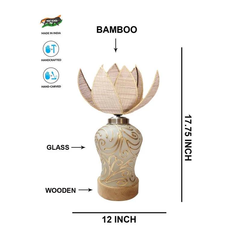 Lumithra Lotura Rattan & Wood Table Lamp - Beige media 7