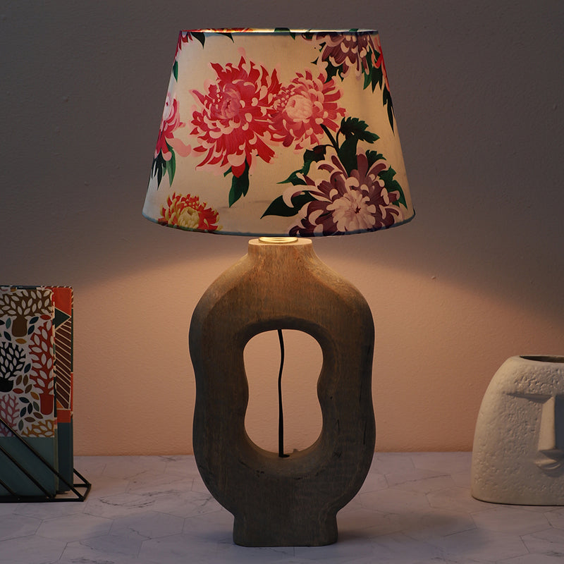 Miyabi Hewn Mango Wood Table Lamp - Multicolor