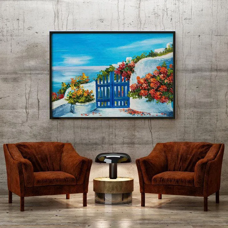 House Near The Sea Canvas Painting - Black Frame media 4