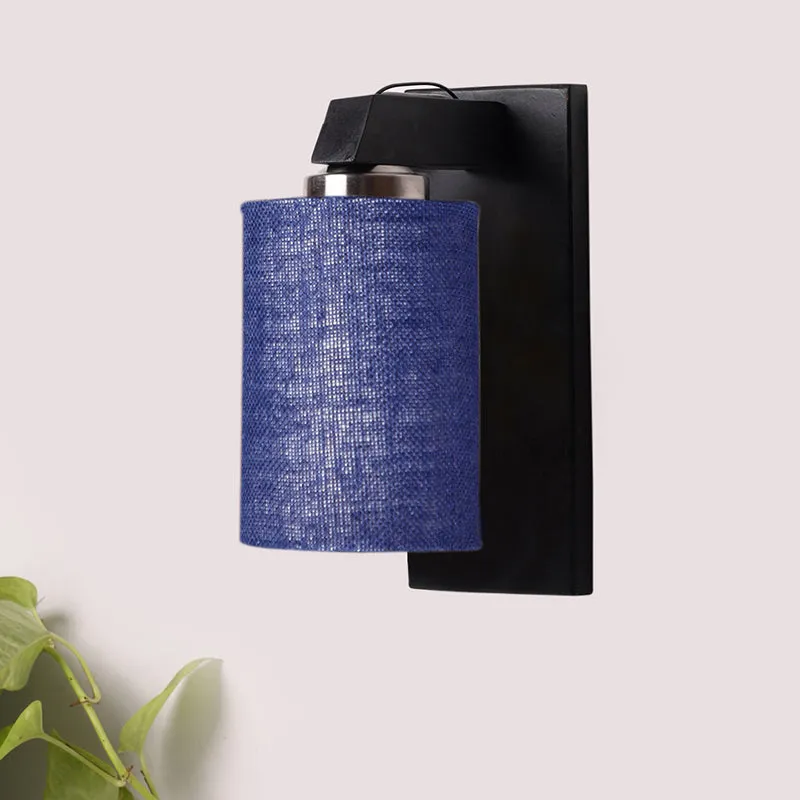 Eyrie Glow Jute & Wooden Wall Lamp - Blue media 3