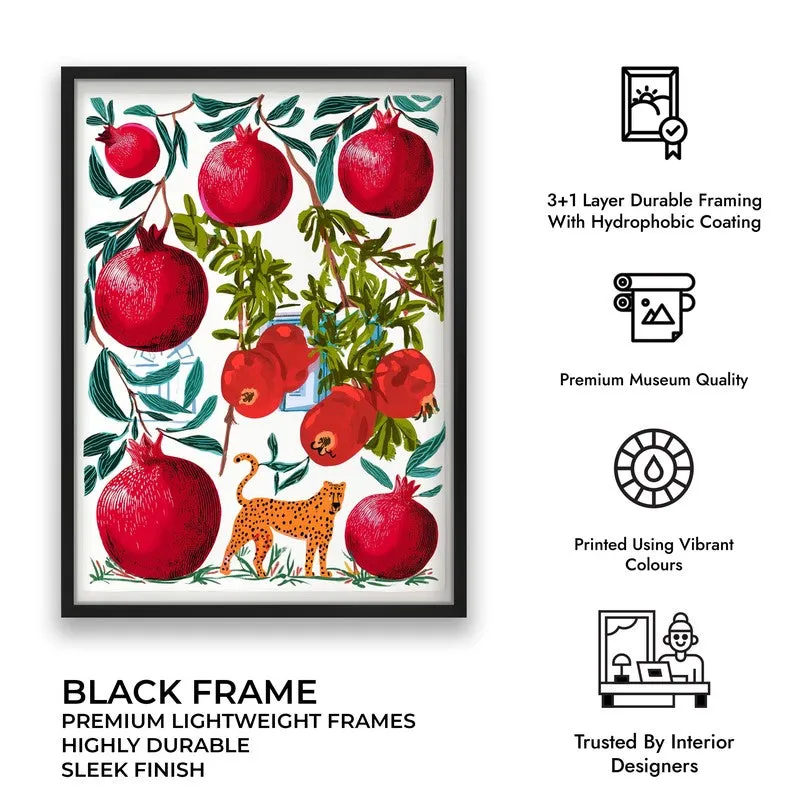Pomoria Pomegranate Garden Illustration Canvas Wall Painting With Black Frame media 7
