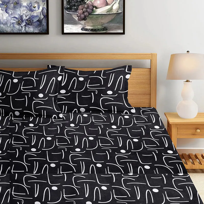 Juniper Fitted Bedsheet (Black) - 180 GSM media 1