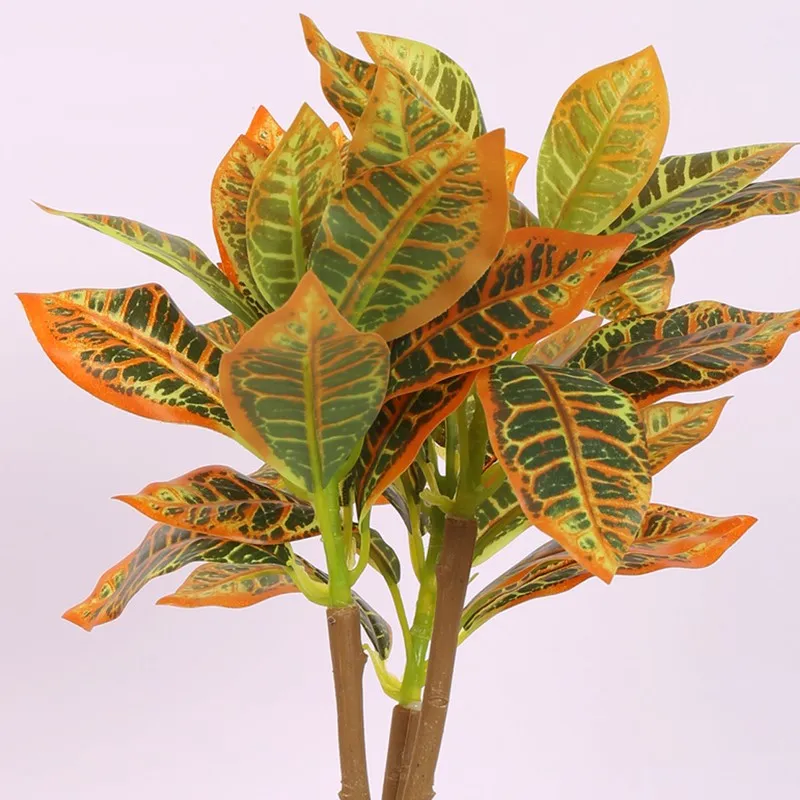 Ficus Bonsai Artificial Plant With Black Plastic Pot - Green,Orange media 5