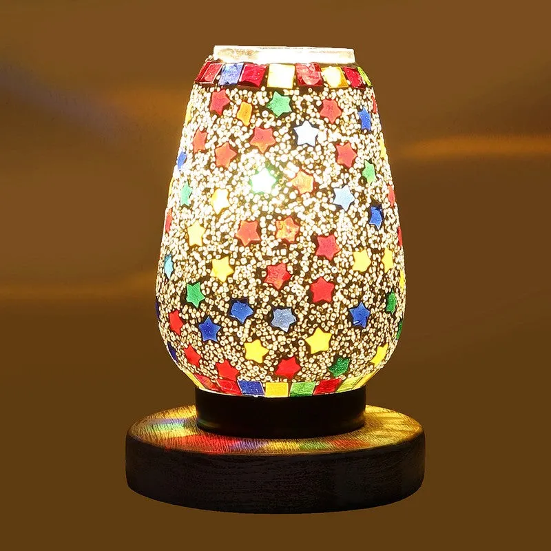 Lunaris Glass Table Lamp With Wooden Base - Multicolor media 6