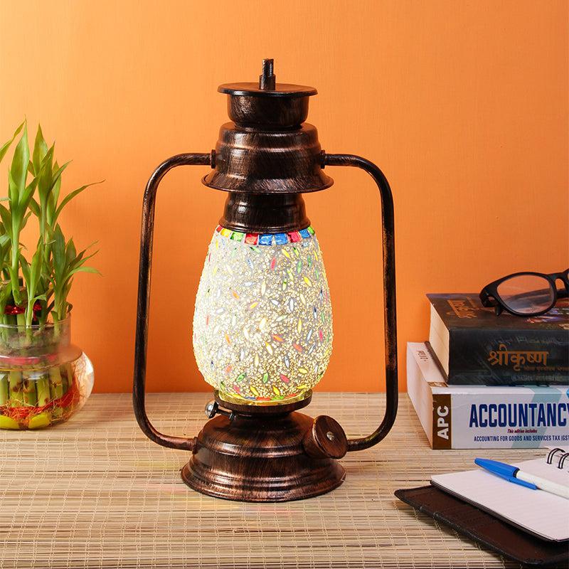 Siera Mosaic Lantern Iron Table Lamp - Multicolor