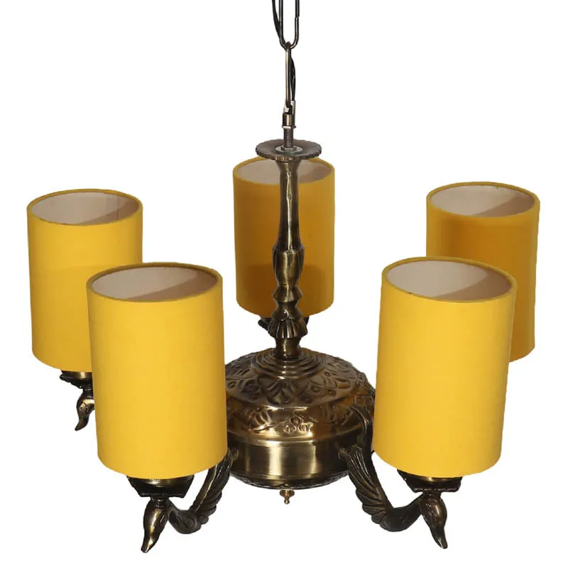 Niva Cylindrical Golden Antique Ceiling Lamp media 4