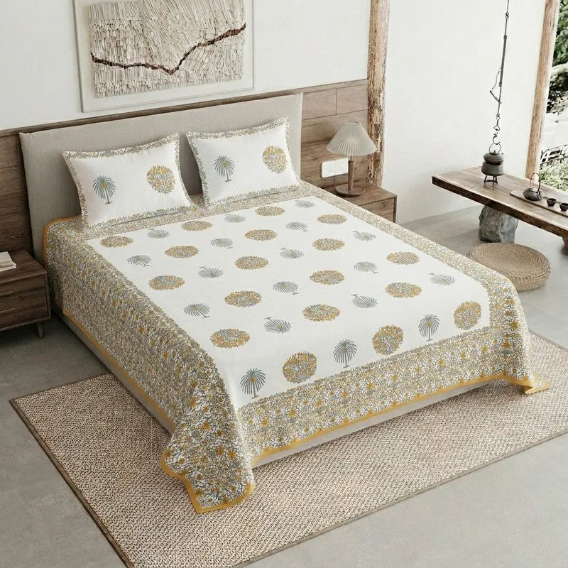 Royal Weave Cotton Bedsheet (Orange,White) - 120 TC media 1