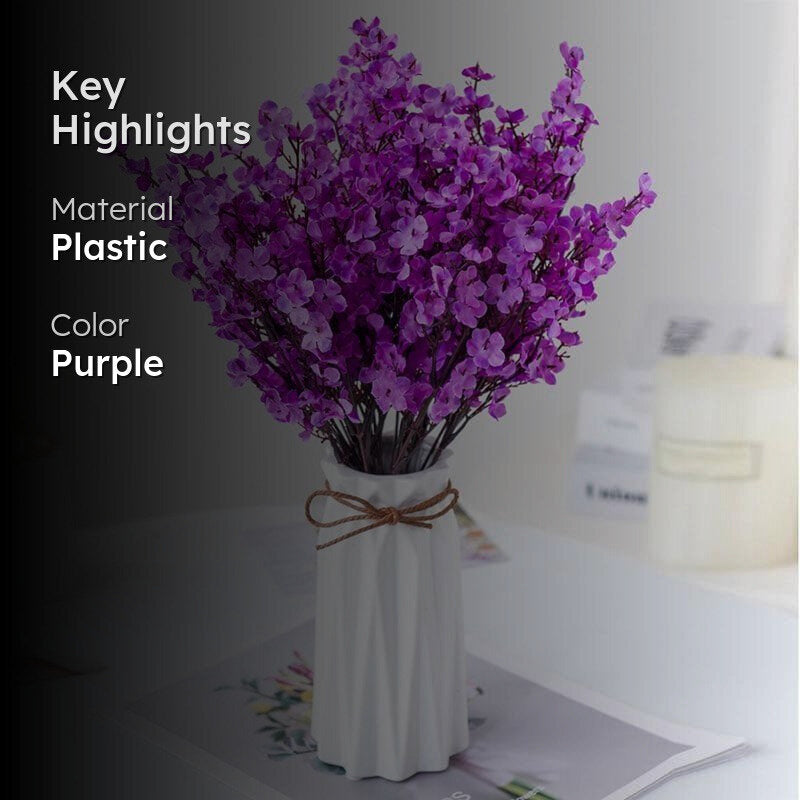 Faux Gypsophila Floral Stick (Purple) - Set Of Four media 2