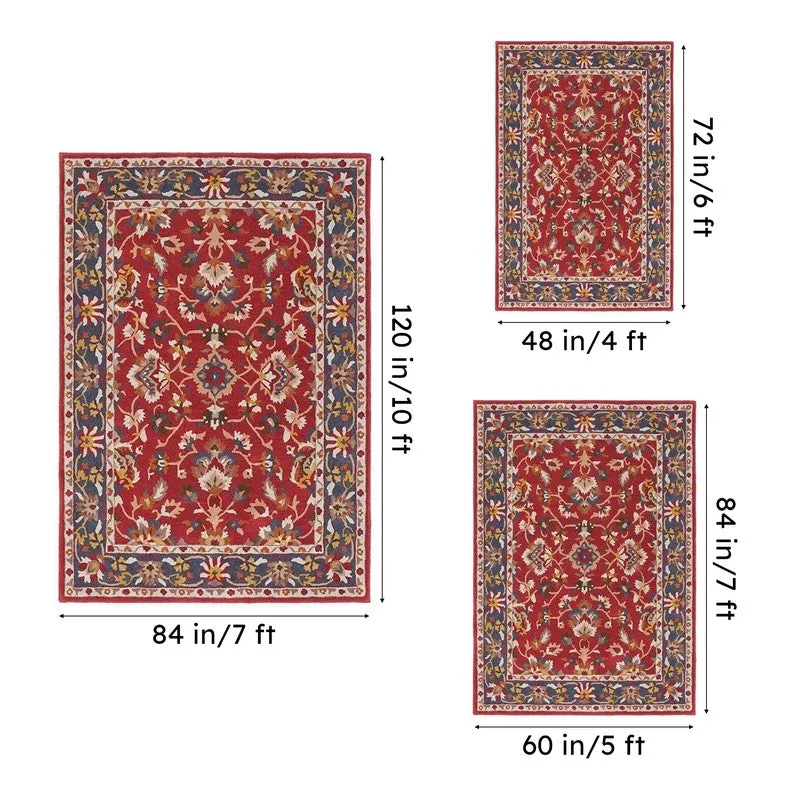 Shenlong Hand Tufted Ethnic Wool & Nylon Carpet - Red media 15