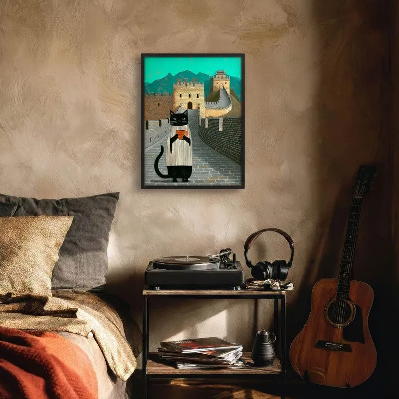 Wandering Cat Wall Painting With Frame media 6