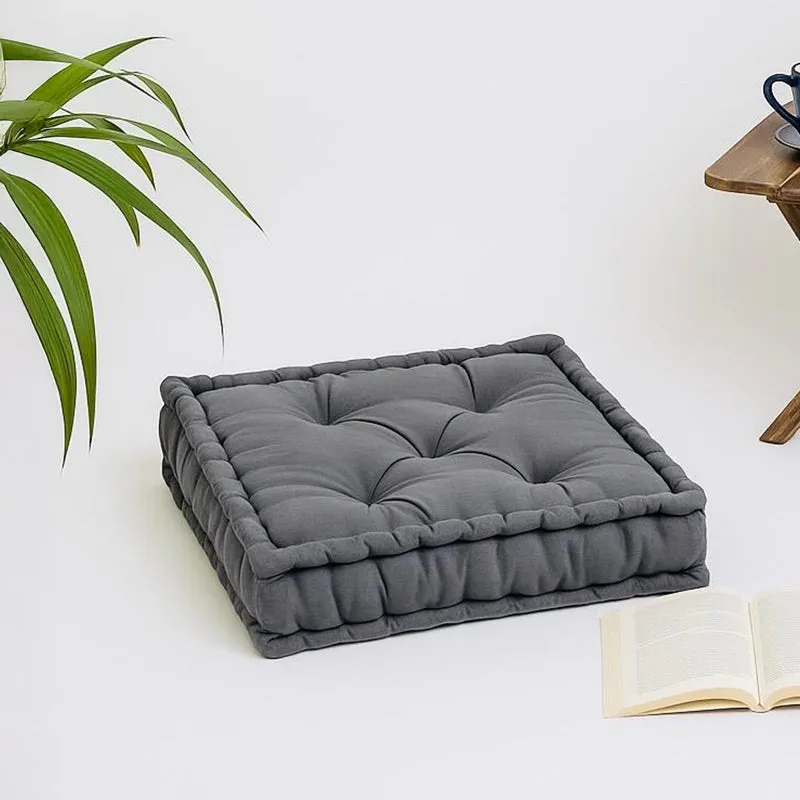Thera Velvet Floor Cushion - Grey media 1