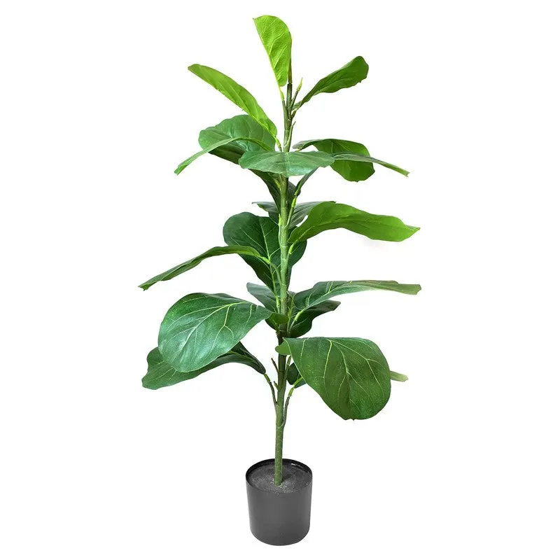 Lushe Artificial Fiddle Fig Plant With Black Plastic Pot - 2.3 Feet media 5